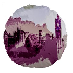 Abstract Painting Edinburgh Capital Of Scotland Large 18  Premium Round Cushions by Sudhe