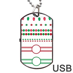 Christmas Borders Frames Holiday Dog Tag Usb Flash (two Sides)