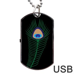 Peacock Feather Dog Tag Usb Flash (one Side)
