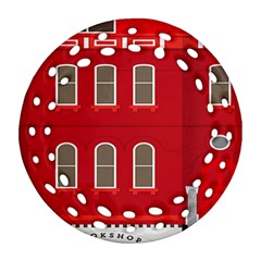 Red House Round Filigree Ornament (two Sides) by Sudhe