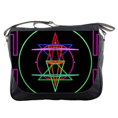 Drawing Of A Color Mandala On Black Messenger Bag