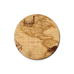 Map Discovery America Ship Train Rubber Round Coaster (4 Pack)  by Sudhe