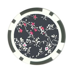 Black And White Floral Pattern Background Poker Chip Card Guard by Sudhe
