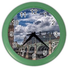 Architecture Big Ben Bridge Buildings Color Wall Clock by Sudhe