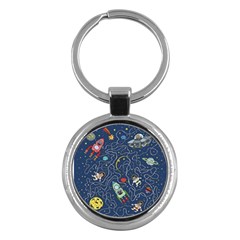 Cat Cosmos Cosmonaut Rocket Key Chains (round)  by Sudhe