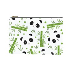 Giant Panda Bear Bamboo Icon Green Bamboo Cosmetic Bag (large) by Sudhe