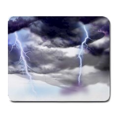 Thunder And Lightning Weather Clouds Painted Cartoon Large Mousepads by Sudhe