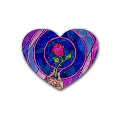 Enchanted Rose Stained Glass Heart Coaster (4 Pack)  by Sudhe