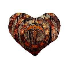 Queensryche Heavy Metal Hard Rock Bands Logo On Wood Standard 16  Premium Flano Heart Shape Cushions by Sudhe