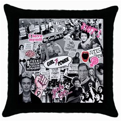 Feminism Collage  Throw Pillow Case (black) by Valentinaart