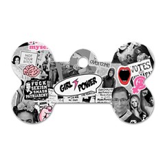 Feminism Collage  Dog Tag Bone (two Sides) by Valentinaart