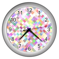 Mosaic Colorful Pattern Geometric Wall Clock (silver)