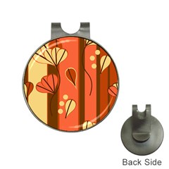 Amber Yellow Stripes Leaves Floral Hat Clips With Golf Markers