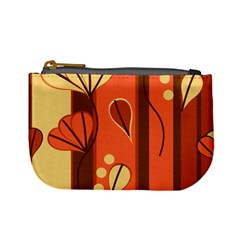 Amber Yellow Stripes Leaves Floral Mini Coin Purse by Mariart