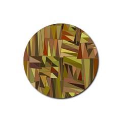 Earth Tones Geometric Shapes Unique Rubber Coaster (round)  by Mariart