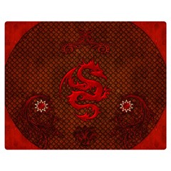 Awesome Chinese Dragon, Red Colors Double Sided Flano Blanket (medium)  by FantasyWorld7