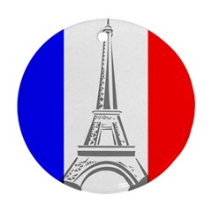 Eiffel Tower France Flag Tower Round Ornament (two Sides) by Sudhe