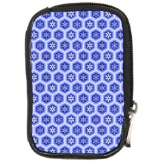 Hexagonal Pattern Unidirectional Blue Compact Camera Leather Case