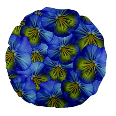 Flowers Pansy Background Purple Large 18  Premium Flano Round Cushions by Mariart