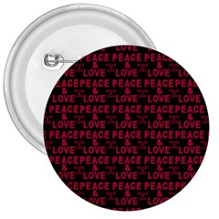 Peace And Love Typographic Print Pattern 3  Buttons by dflcprintsclothing