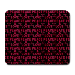 Peace And Love Typographic Print Pattern Large Mousepads by dflcprintsclothing
