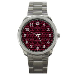 Peace And Love Typographic Print Pattern Sport Metal Watch by dflcprintsclothing