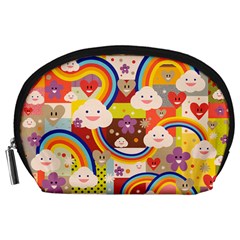 Rainbow Vintage Retro Style Kids Rainbow Vintage Retro Style Kid Funny Pattern With 80s Clouds Accessory Pouch (large) by genx