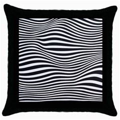 Retro Psychedelic Waves Pattern 80s Black And White Throw Pillow Case (black) by genx