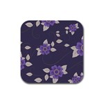 Purple flowers Rubber Square Coaster (4 pack) 