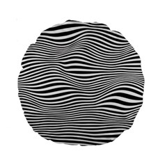 Retro Psychedelic Waves Pattern 80s Black And White Standard 15  Premium Round Cushions by genx