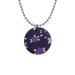 Purple flowers 1  Button Necklace
