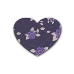 Purple flowers Rubber Coaster (Heart) 