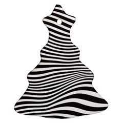 Retro Psychedelic Waves Pattern 80s Black And White Christmas Tree Ornament (two Sides) by genx