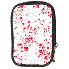 Red And White Splatter Abstract Print Compact Camera Leather Case by dflcprintsclothing