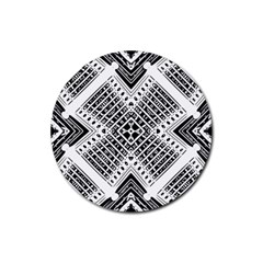 Pattern Tile Repeating Geometric Rubber Round Coaster (4 Pack)  by Pakrebo