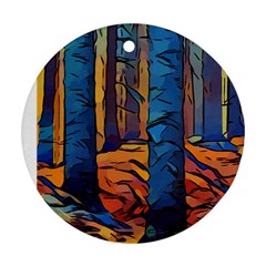 Woods Trees Abstract Scene Forest Ornament (round)
