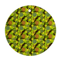 Flowers Yellow Red Blue Seamless Ornament (round)