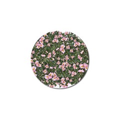 Pink Flowers Leaves Spring Garden Golf Ball Marker by Pakrebo