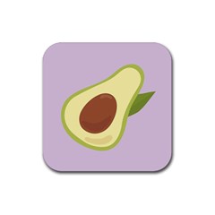 Light Green Retro Avocado Pattern On Pastel Violet Background Rubber Coaster (square)  by genx