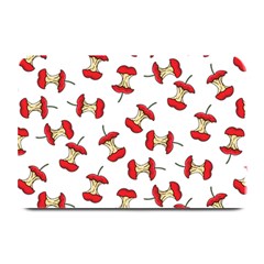 Red Apple Core Funny Retro Pattern Half On White Background Plate Mats by genx