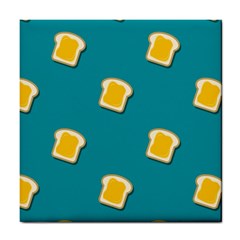 Toast With Cheese Funny Retro Pattern Turquoise Green Background Tile Coasters by genx