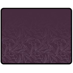 Organic Olive Leaves Pattern Hand Drawn Purple Red Wine Fleece Blanket (medium)  by genx