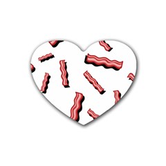Funny Bacon Slices Pattern Infidel Red Meat Rubber Heart Coaster (4 Pack) by genx