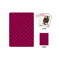 Blue Stars Pattern On Red Playing Cards (mini) by BrightVibesDesign