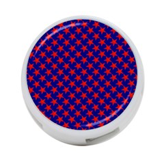 Red Stars Pattern On Blue 4-port Usb Hub (one Side) by BrightVibesDesign