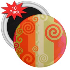 Ring Kringel Background Abstract Red 3  Magnets (10 Pack)  by Mariart