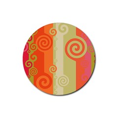 Ring Kringel Background Abstract Red Rubber Coaster (round) 