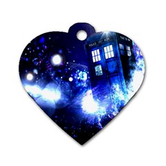 Tardis Background Space Dog Tag Heart (two Sides) by Sudhe
