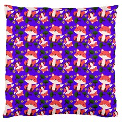 Fox And Trees Pattern Blue Large Cushion Case (two Sides) by snowwhitegirl