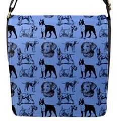 Dog Pattern Blue Flap Closure Messenger Bag (s) by snowwhitegirl